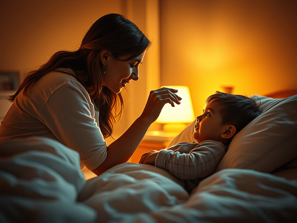 Mother blessing her child at bedtime as a daily faith practice